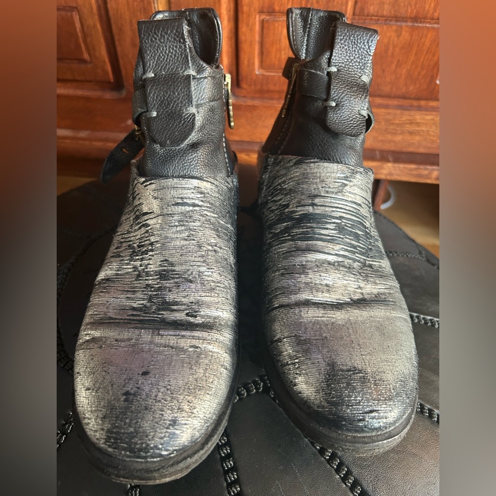 A.S.98 Black & Silver Ankle Boots